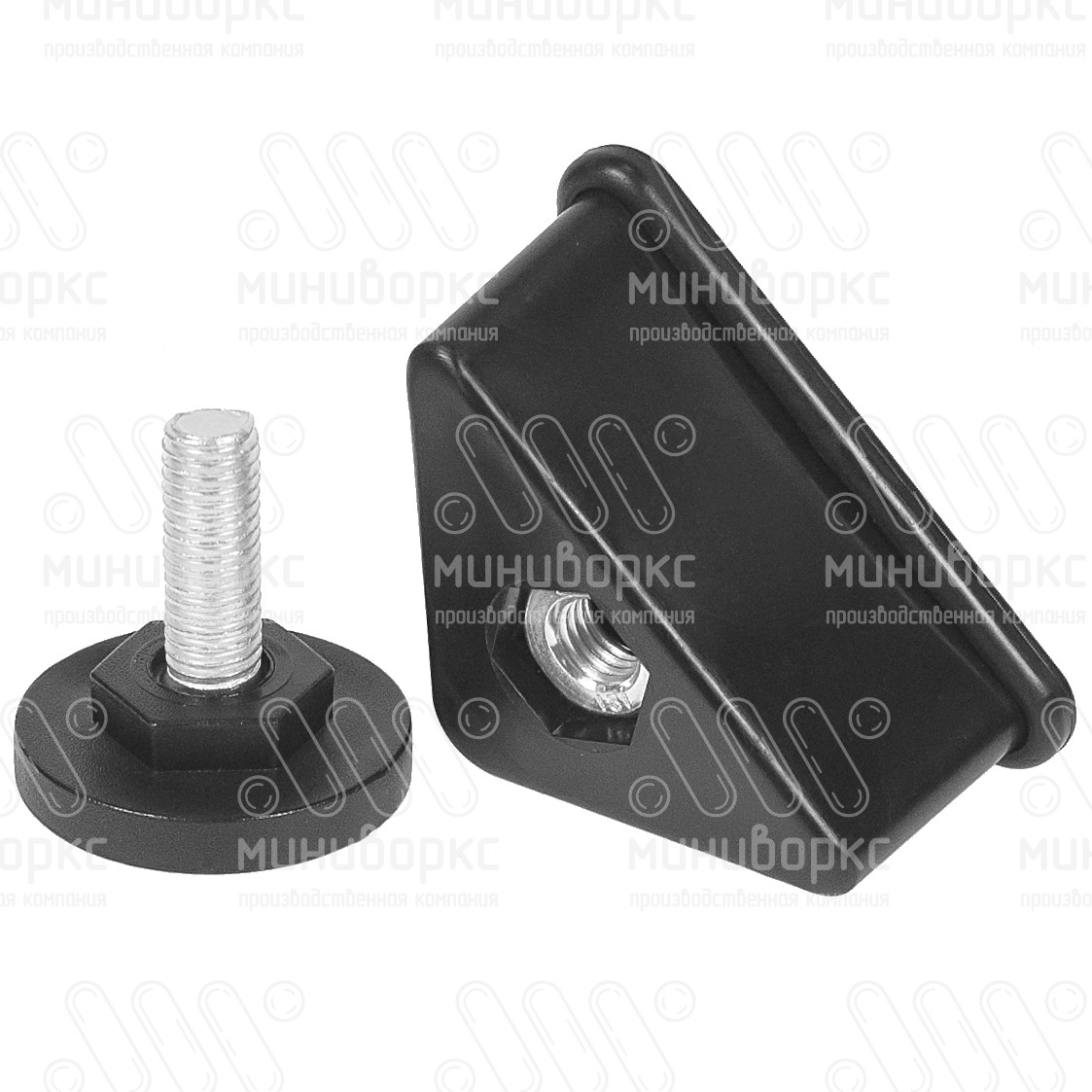 Комплект опоры под уголок 38х38, 40х40 мм и опоры с основанием Ø40 мм, под ключ 22, цвет черный – U40-40M8.D40x25 - 4